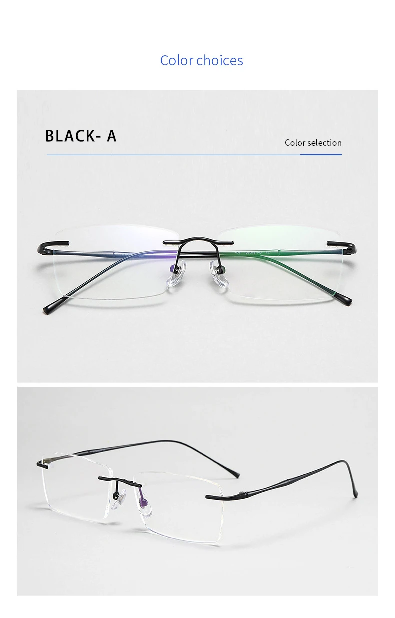 Mode randlose Business-Brillen ultraleichte reine Titan Luxus optische verschreibung pflicht ige Brillen Mann Frau große Brille – Detail 6