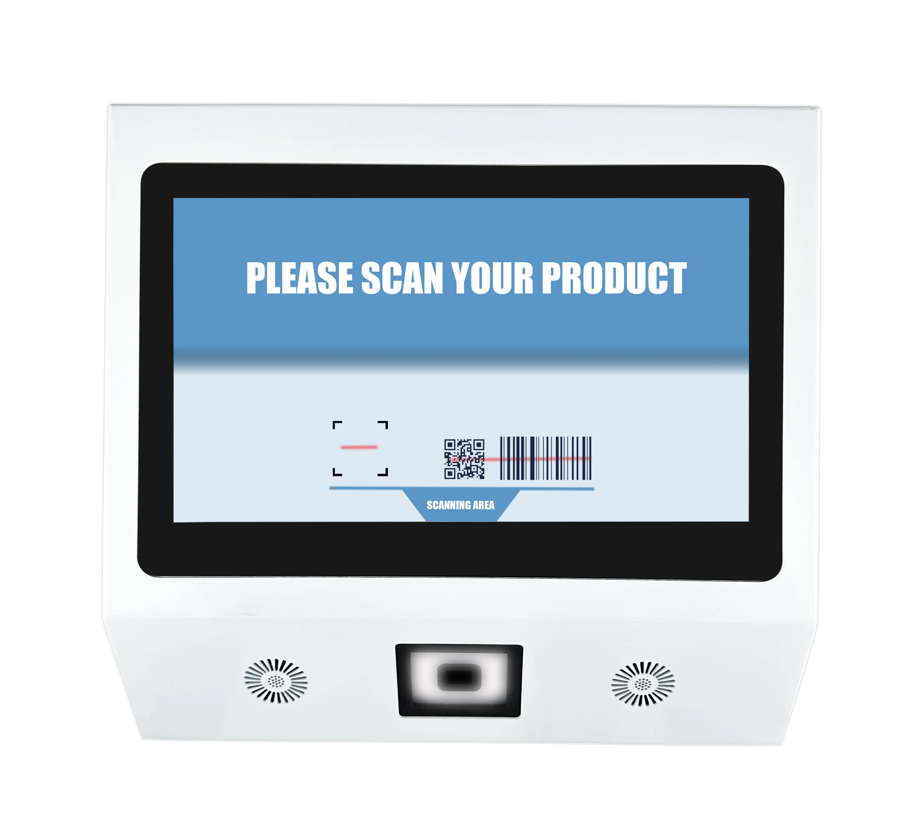 Black & White Color 11.6 Inch Windows Price Checker, Win10 POS With 1D/2D Code Reader, Touch Screen Self Checkout Kiosk