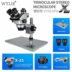 WYLIE X23 HD microscopio Stereo con Zoom trinoculare X40 X80 fotocamera Laser adatta per strumento per microscopio di manutenzione PCB BGA della scheda madre