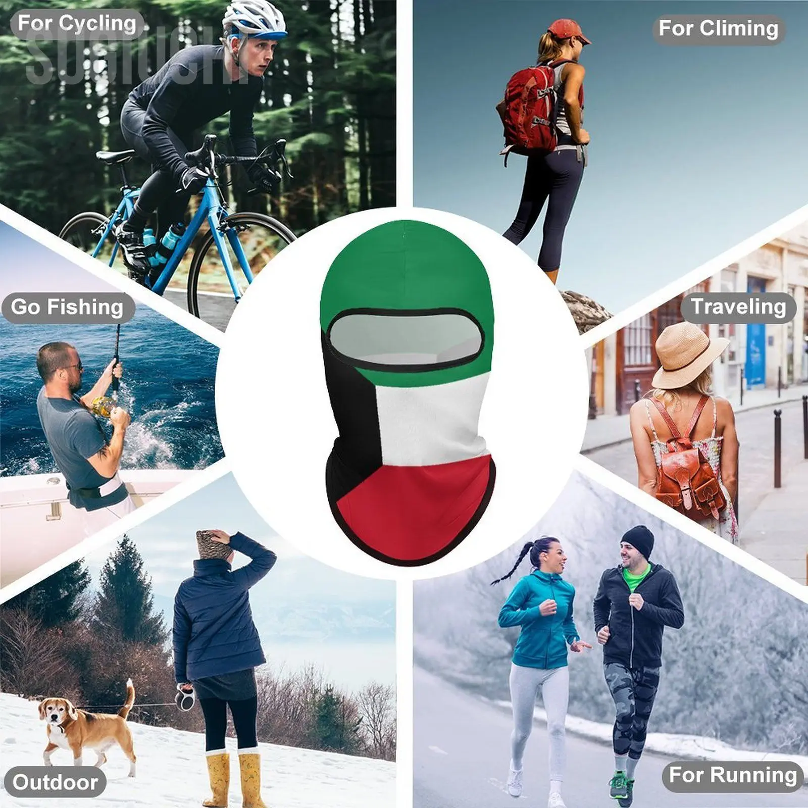 علم الكويت في الهواء الطلق بارد واقية من الشمس دراجة نارية قناع الوجه موتو السائق غطاء الرياح قناع سدادة يندبروف دراجة ركوب الدراجات القبعات #4