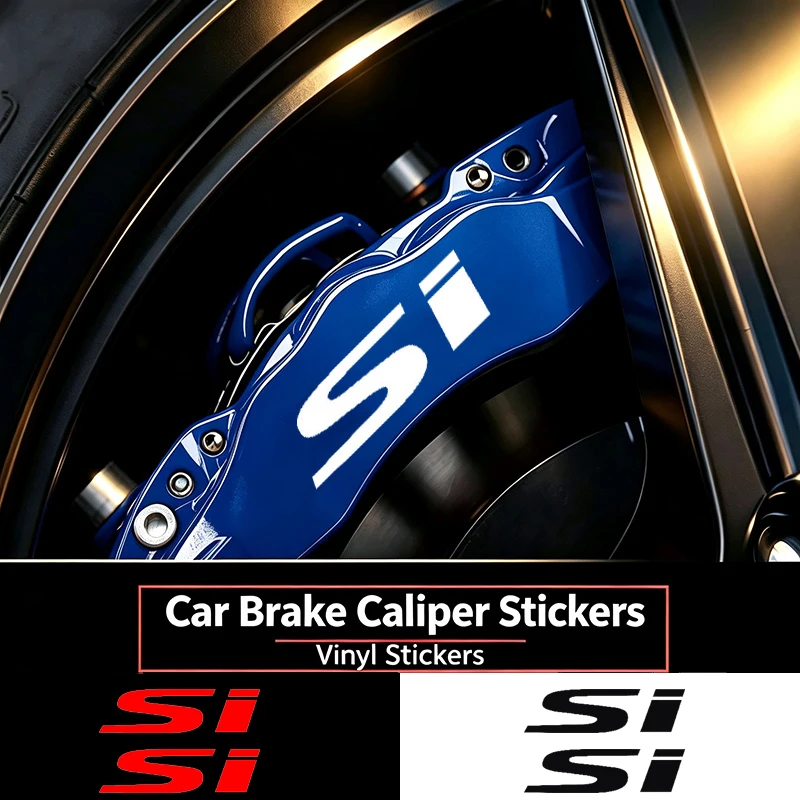 6pcs Waterproof Car Brake Caliper Sticker for Honda Si Emblem Civic Accord Integra CR-V Heat Resistant Wheel Decorative Decals