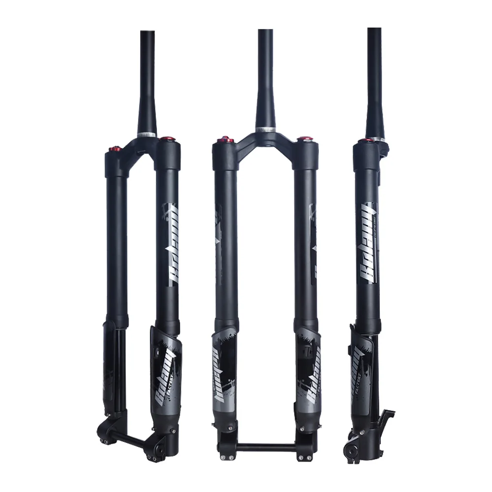 MTB Air Suspension Fork, Inverted Gas Boost Fork, Thru Axle, Steerer Cone Stanchion 34mm Travel 140mm, 26, 27.5, 29, 15x110mm