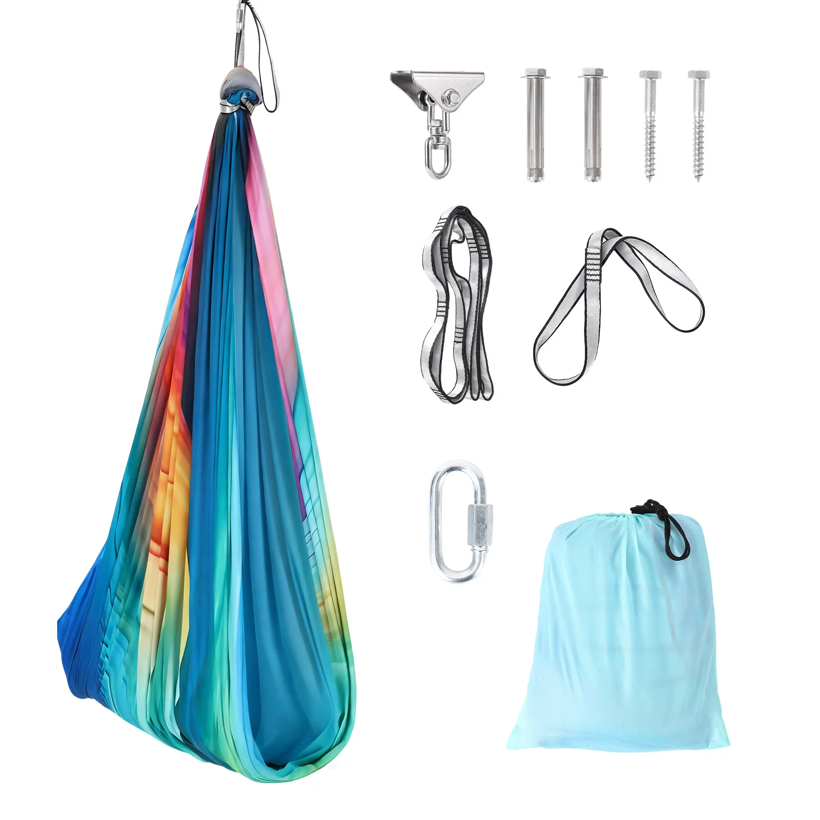 Sensory Swing for Kids, Reversible Double Layer Cocoon Swing with 360° Swivel Hardware, Holds Up to 300 LB, Indoor Outdoor Hammock for Autism, Anxiety, ADHD & Sensory Disorders