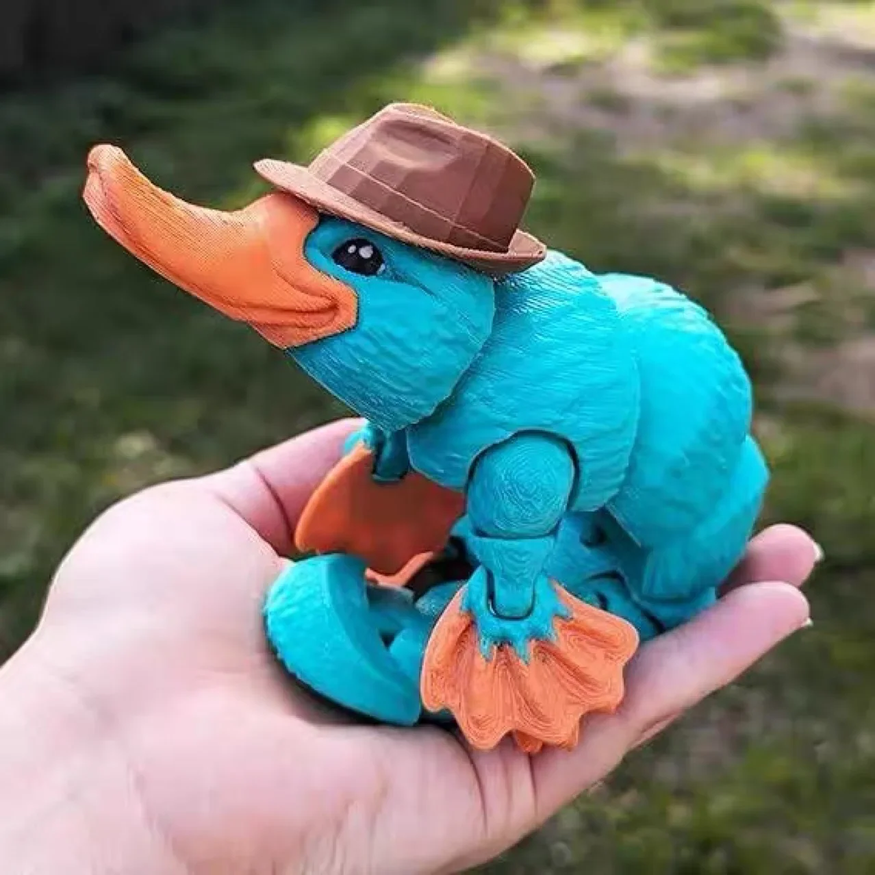 

3D Printed Articulated Platypus Ornament Toy with Hat New Unique Kids Gift Figurine Animal Model Table Decoration Home Decor