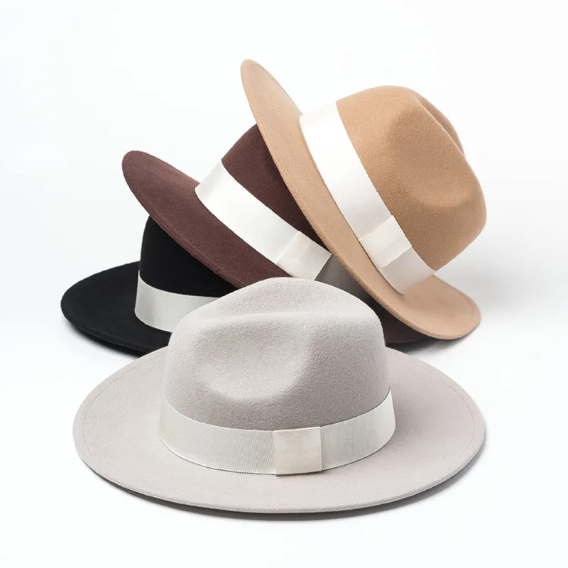 

Осень-зима, новая простая модная нежная шерстяная джазовая шляпа Fedora для путешествий, покупок, фетровая джазовая шляпа с широкими полями
