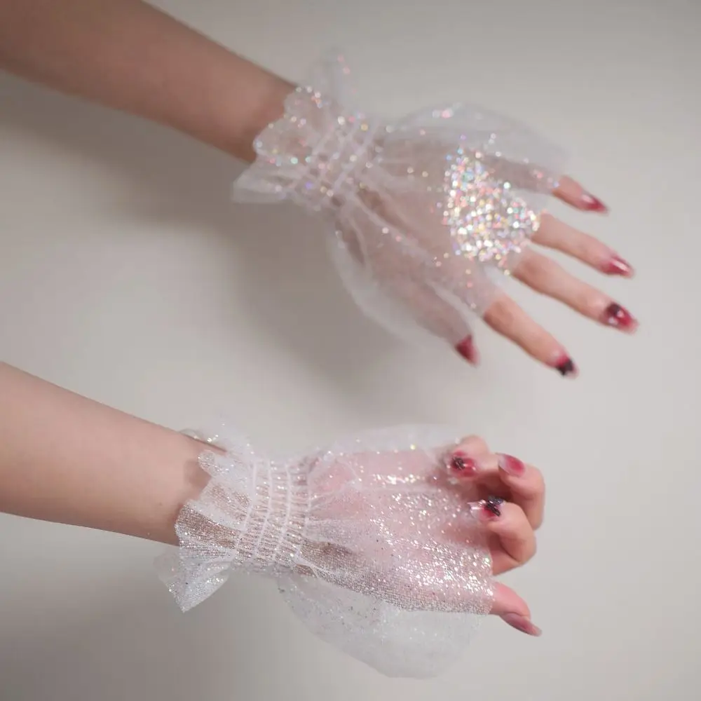 

Модные аксессуары, блестящие рукава, блестящие белые манжеты с накладными рукавами, манжеты, рукава, ногти, фотостудия