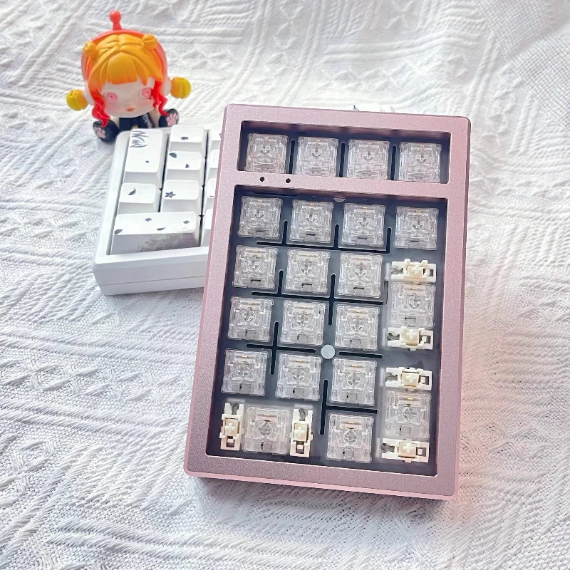 

Keycool K21 Rose Gold The Tri-mock Mechanical Keyboard Aluminum Alloy Digital Keypad Wireless Bluetooth Ergonomics Hot Plug RGB