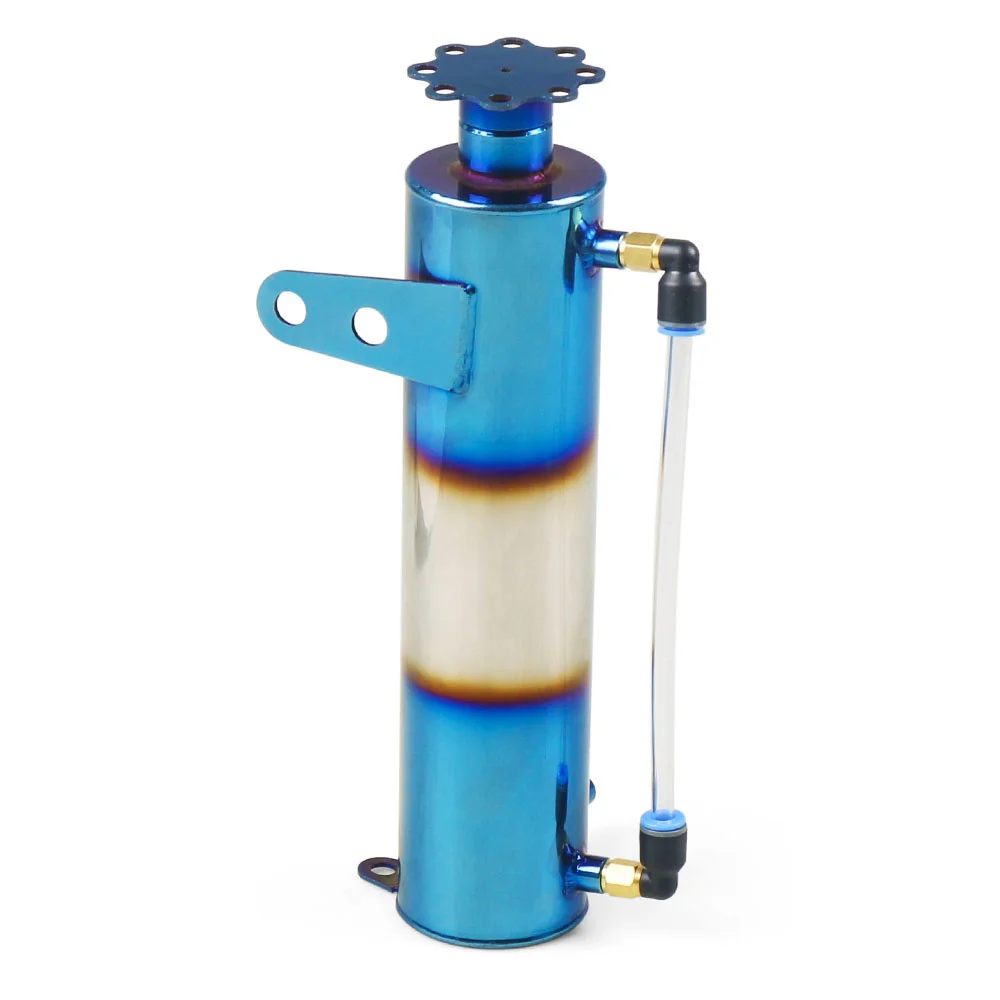 Universal 400ML Burnt Blue Radiator Coolant Cooling Aluminum Catch Tank Overflow Reservoir Cylindrical