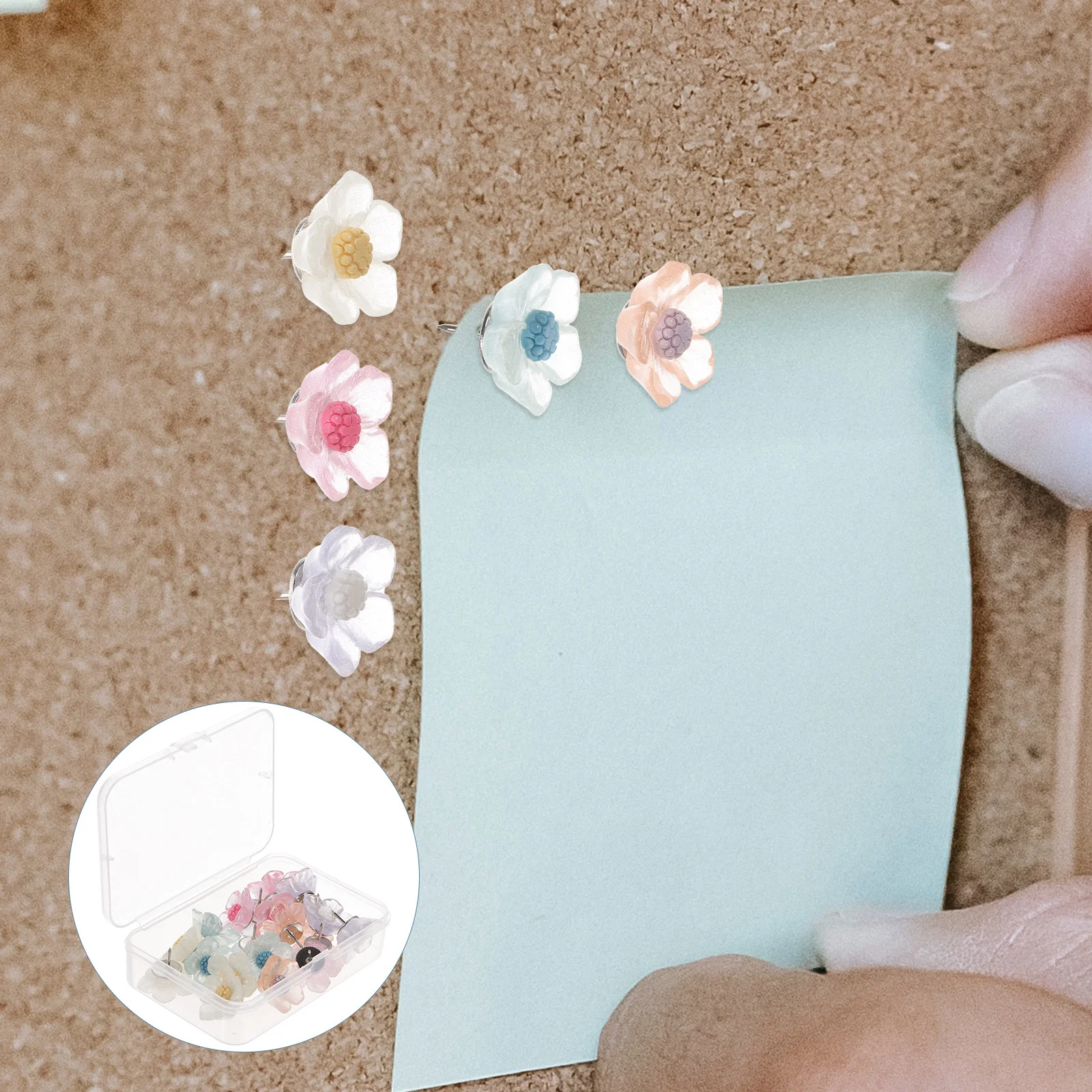 20Pcs Flower Shaped Pushpins Premium Multi-Function Thumbtacks for Office Home DIY Wall Decoration Map Supplies
