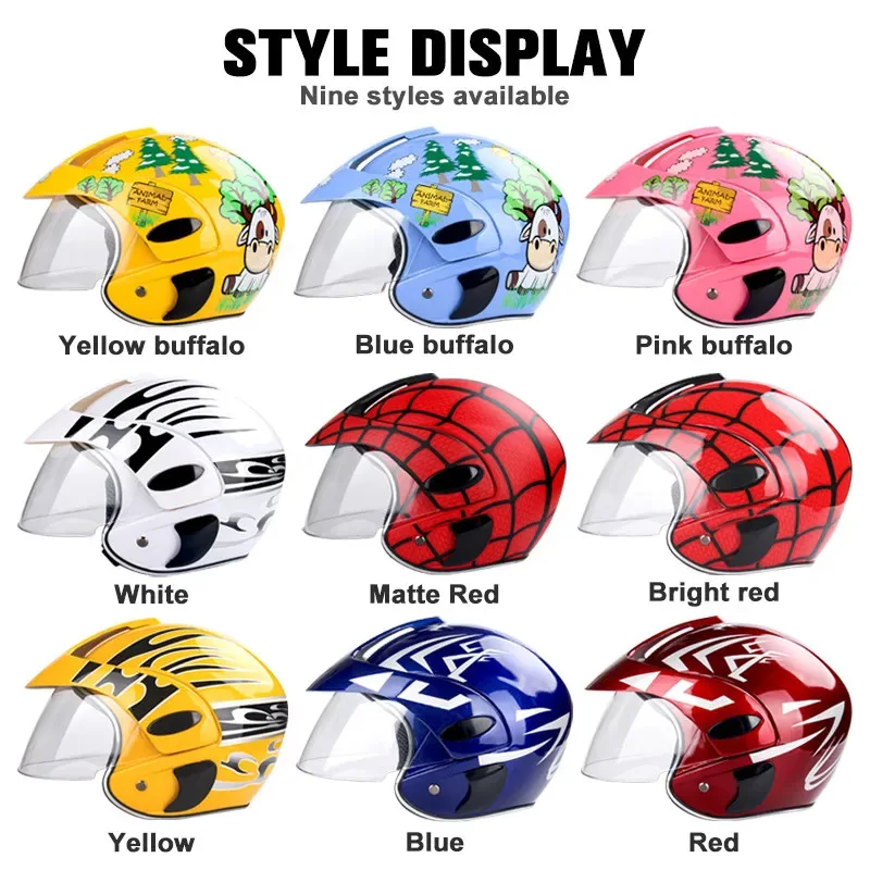 3~9 Years Old Children's battery bike sturdy helmet creative design cartoon baby safety helmet four seasons motorbike helmet