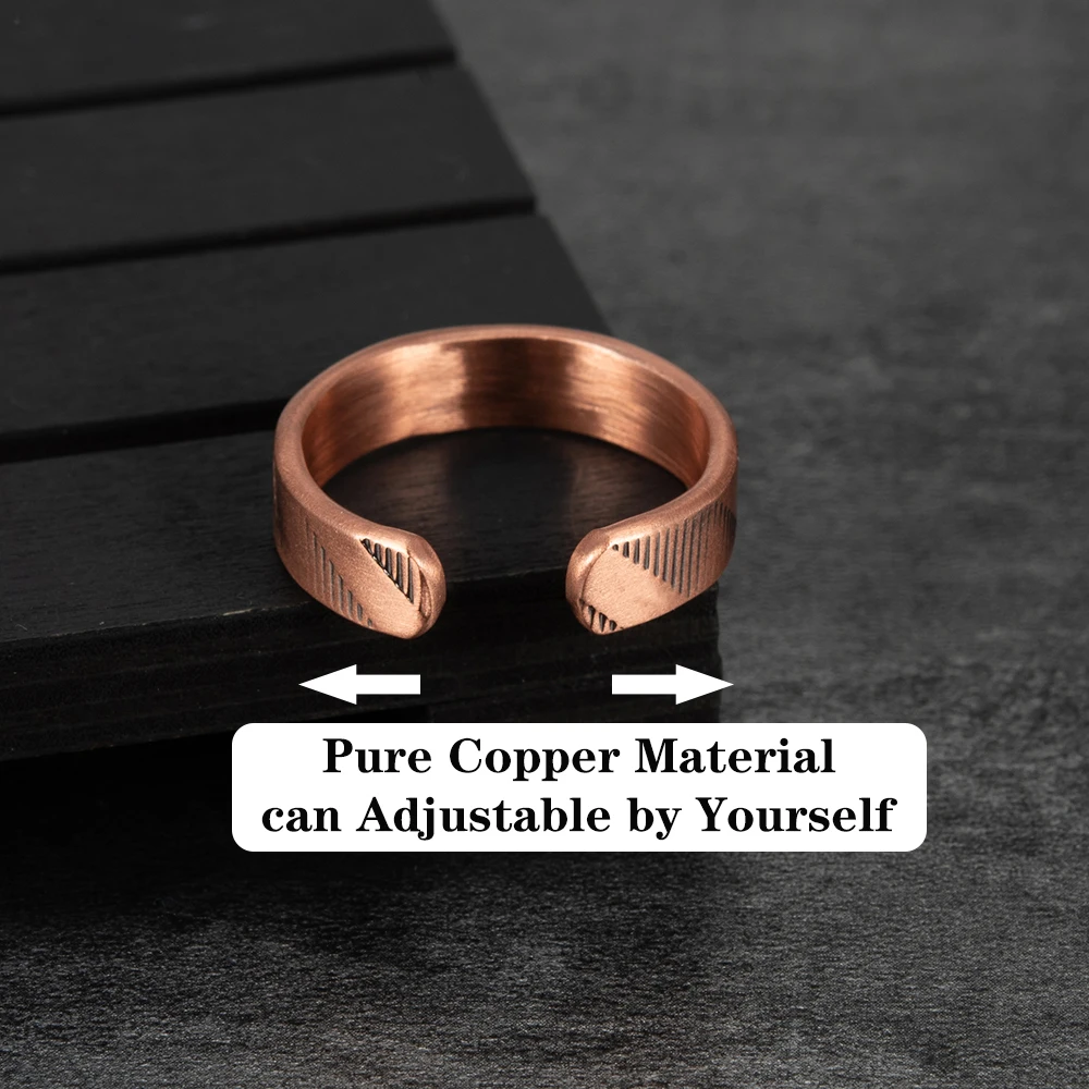 Pure Copper Magnetic Rings for Men Women Adjustable Vintage 6mm Open Cuff Jewelry Wedding Bands Resizable