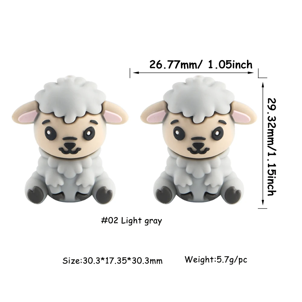 8 stks/partij 3D Model Cartoon Teddybeer Geit Dier Siliconen Kralen Voor Sieraden Maken DIY Armband Sleutelhanger Beadable Pen Accessorie