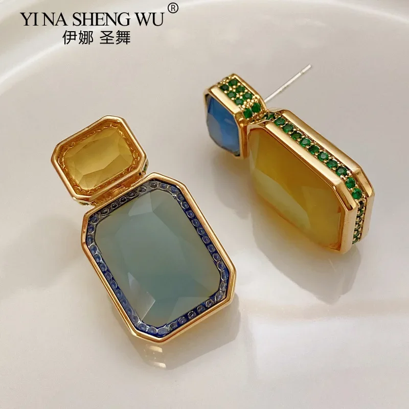 أقراط إبرة مرصعة بالزركون للنساء ، عصرية وفاخرة ، أقراط هندسية ثلاثية الأبعاد ، أقراط سخية ، إكسسوارات يومية ، إضاءة ، جديدة #4