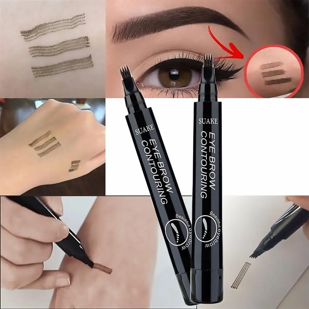 3D Microblading Eyebrow Pen Waterproof Fork Tip Eyebrow Tattoo Pencil Long Lasting Professional Fine Sketch Liquid Eye Brow Pen