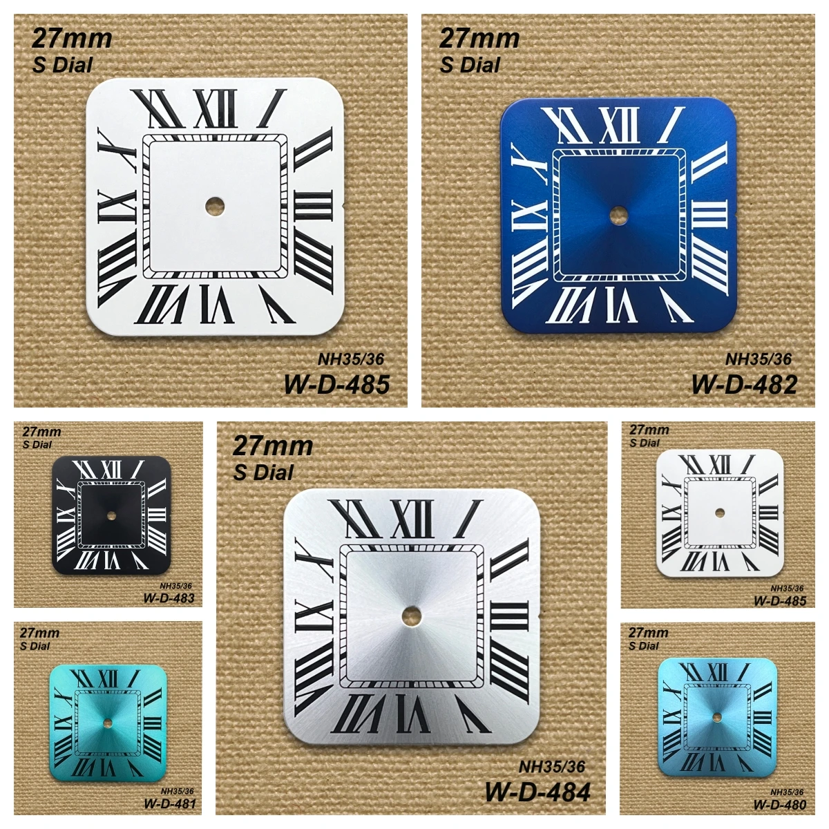 27mm Roman S Dial Suitable for NH35/NH36/4R/7S Japanese Movement Sunburst/matte Square Watch Modification Accessories