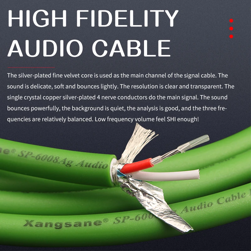 High Quality  RCA Signal Line Double Shielding OCC Silver Plated HiFi Audio Interconnect Cable