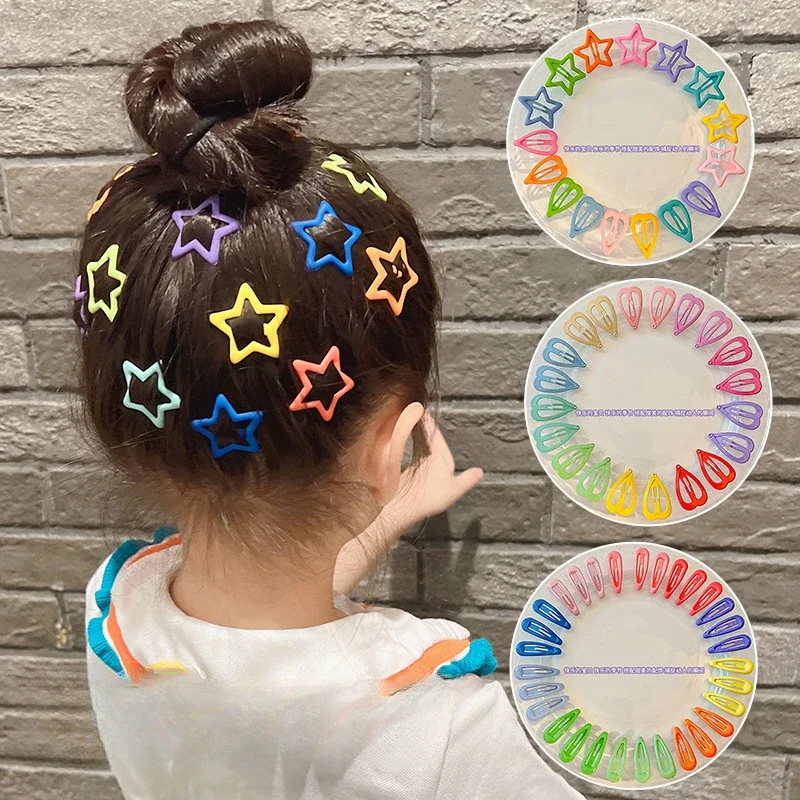 Rainbow Color Samll Size Bangs Side Clips Set Frosted Hair Clip Girls Broken Hair Fixed BB Clip Love Heart Sweet Cute Hairpins