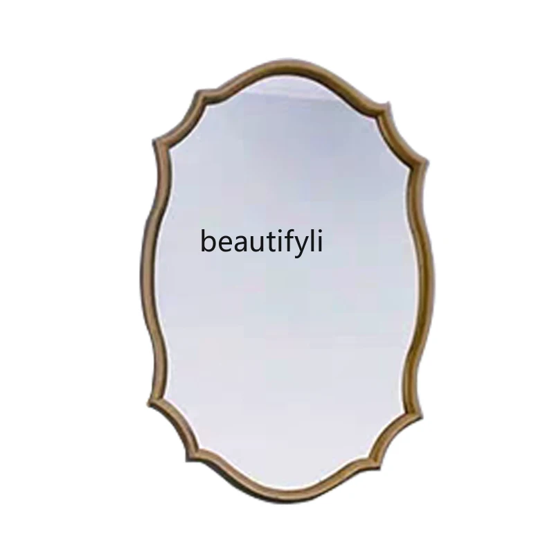 Bathroom makeup mirror wall-mounted bathroom mirror American light luxury European vanity mirror with lamp