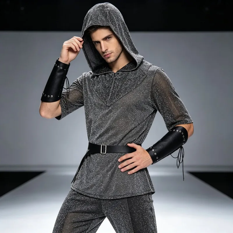 Men's Dress Up Accessories Set New Knight Imitation Chain Shirt Vintage Clothing Halloween Stage Performance Cosplay Costume