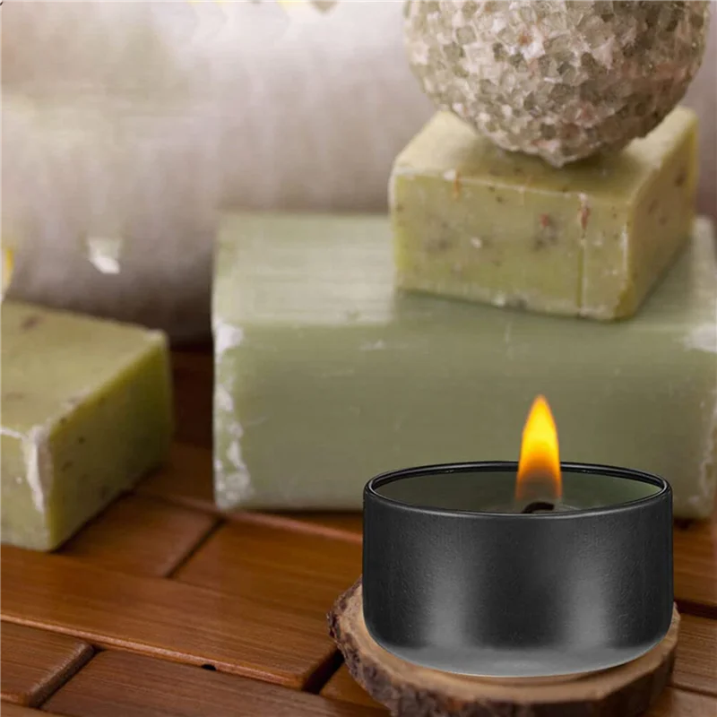 

【Flash-Sale!】48 Pcs Candle Jar Decorative Labels Empty Storage Tins Candle Tin Can Candlestick Holders Round Tin Containers, D