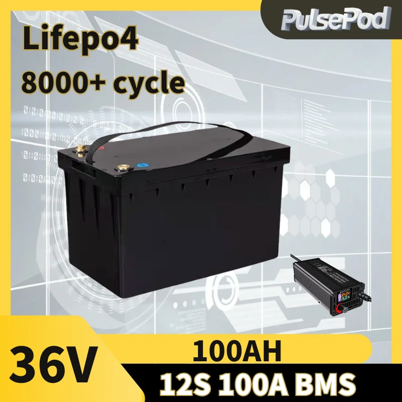 

36V 100AH LiFePO4 Battery Pack For RV Campers Marine Golf Cart 200A BMS Deep Cycle Energy Storage Lithium Iron Phosphate Battery