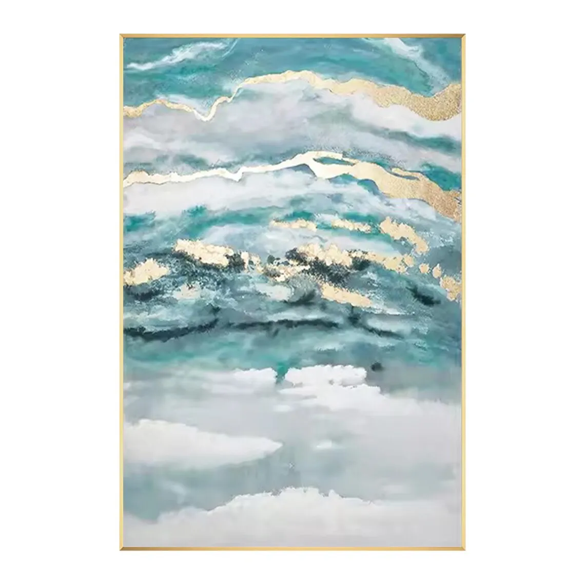 الذهب البط البري الأبيض مجردة رسمت باليد النفط الطلاء على قماش الذهب احباط الفن اللوحة صورة كبيرة البط البري جدار ديكور غرفة الفن