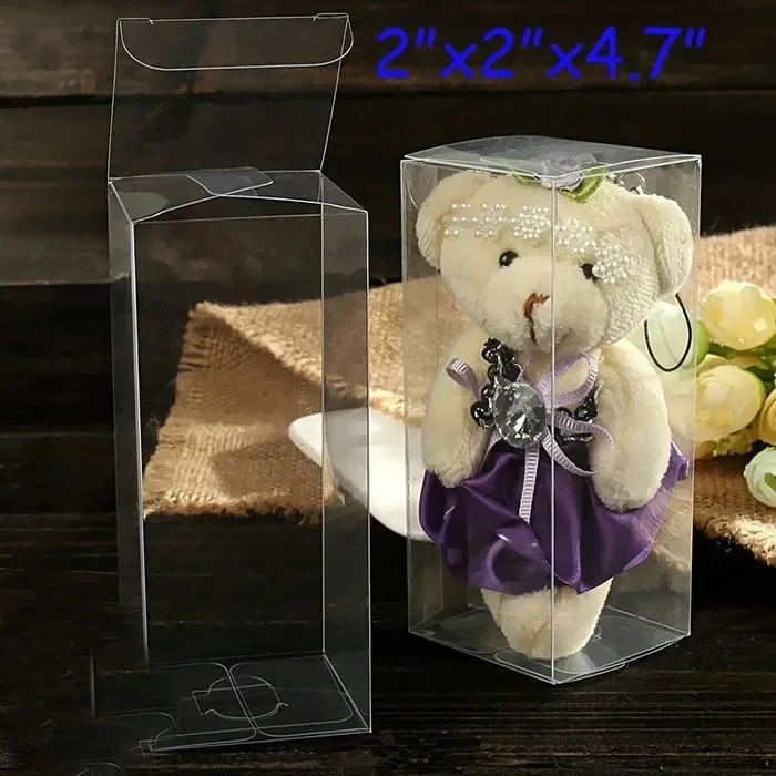 100pcs 5x5x12 cm Plastic PVC Boxes Clear Gift Package Boxes Wedding Gift Candy Electronic Packaging Boxes Free Shipping