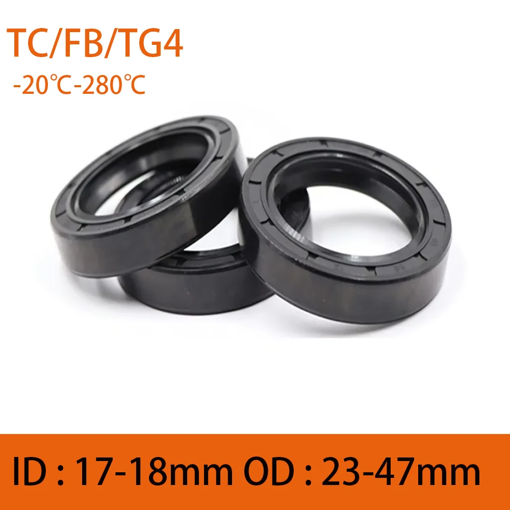 1Pcs NBR ID 17-18mm Black TC/FB/TG4 Skeleton Oil Seal Rings Double Lip Seal Gasket For Rotation Shaft  Acid & Alkali Resistant