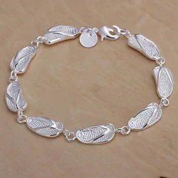 JewelryTop Wholesale 925 Sterling Silver Bracelets 20CM Unique Design Beautiful Fashion Women Jewelry High Quality