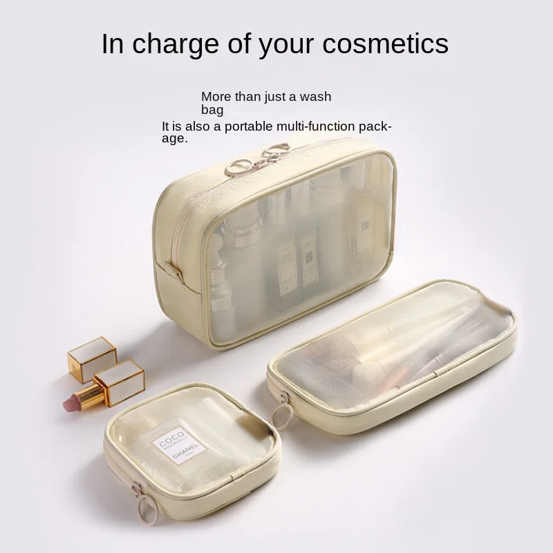 3914 Cosmetic Bag Women\'s New Portable Travel Mesh Wash Storage Bag Cosmetic Brush Lipstick Increase Wash Bag