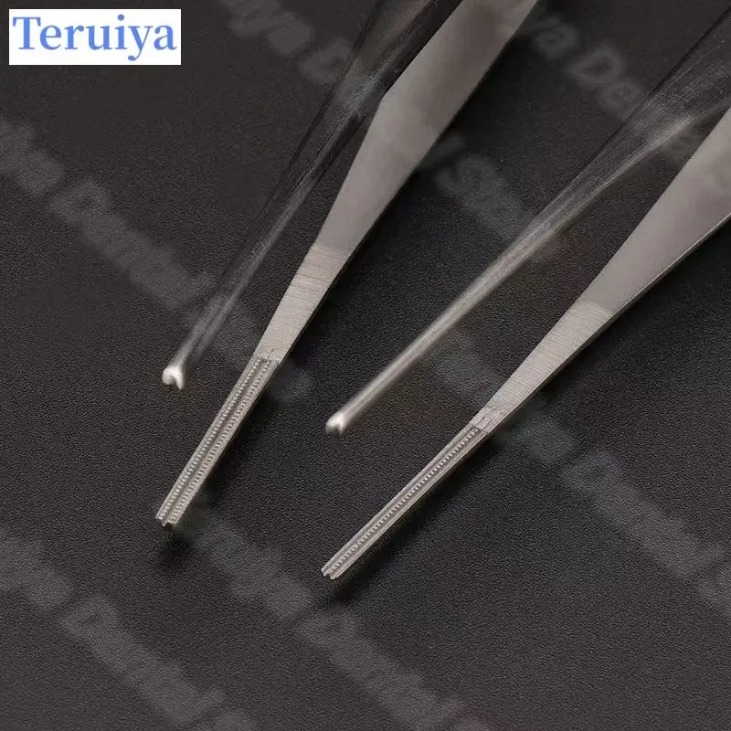 

Professional Atraumatic Dental Forceps - Fine Concave-Convex Serrated Tweezers for Oral Surgery