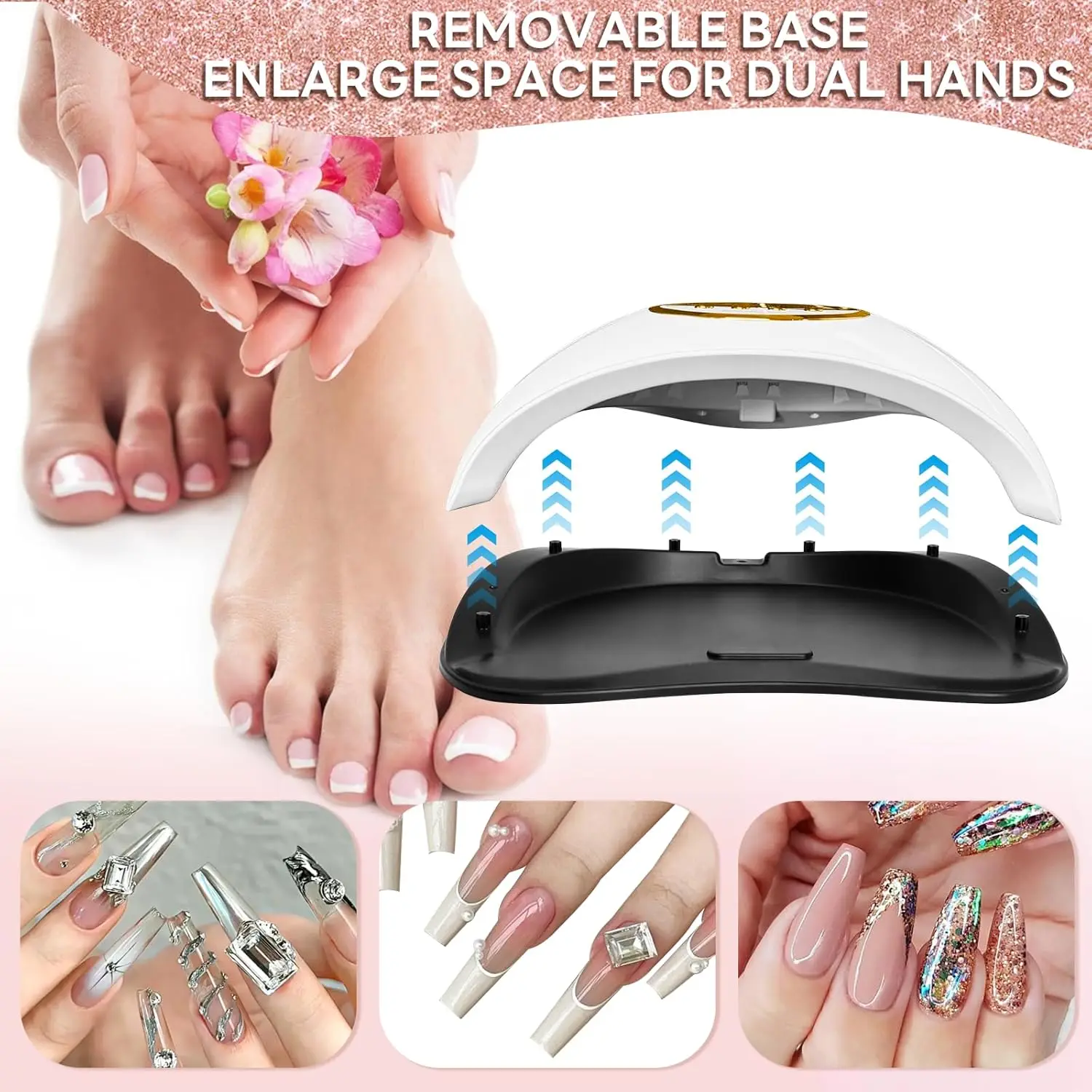 مصباح أظافر احترافي بالأشعة فوق البنفسجية بقدرة 268 وات، مستشعر تلقائي بأربعة مؤقت، مساحة كبيرة لليدين، 69 خرزة LED، مجفف أظافر جل للصالون والمنزل