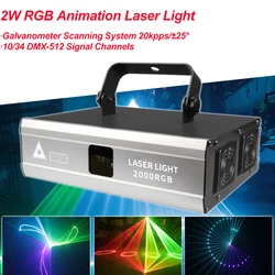 2W RGB Scanning Animation Laser Light Voice Control Disco Stage Light Party Show Laser Projector Effect Lamp for Home Party KTV