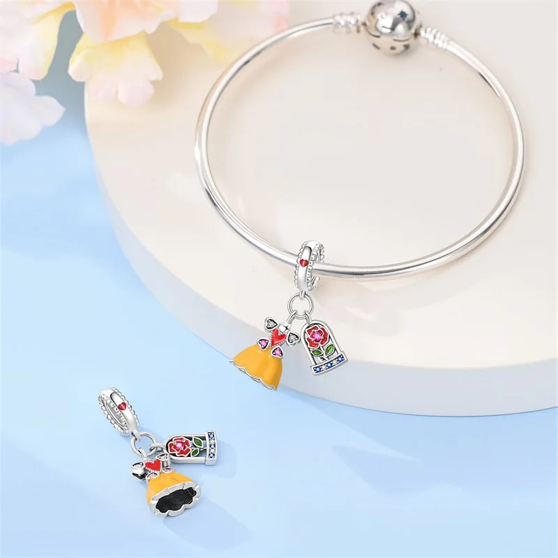 Hot Sales 925 Sterling Silver Rose Ball Charms Beads Fit 3mm Original Bracelet DIY Women Birthday Jewelry Gifts 3