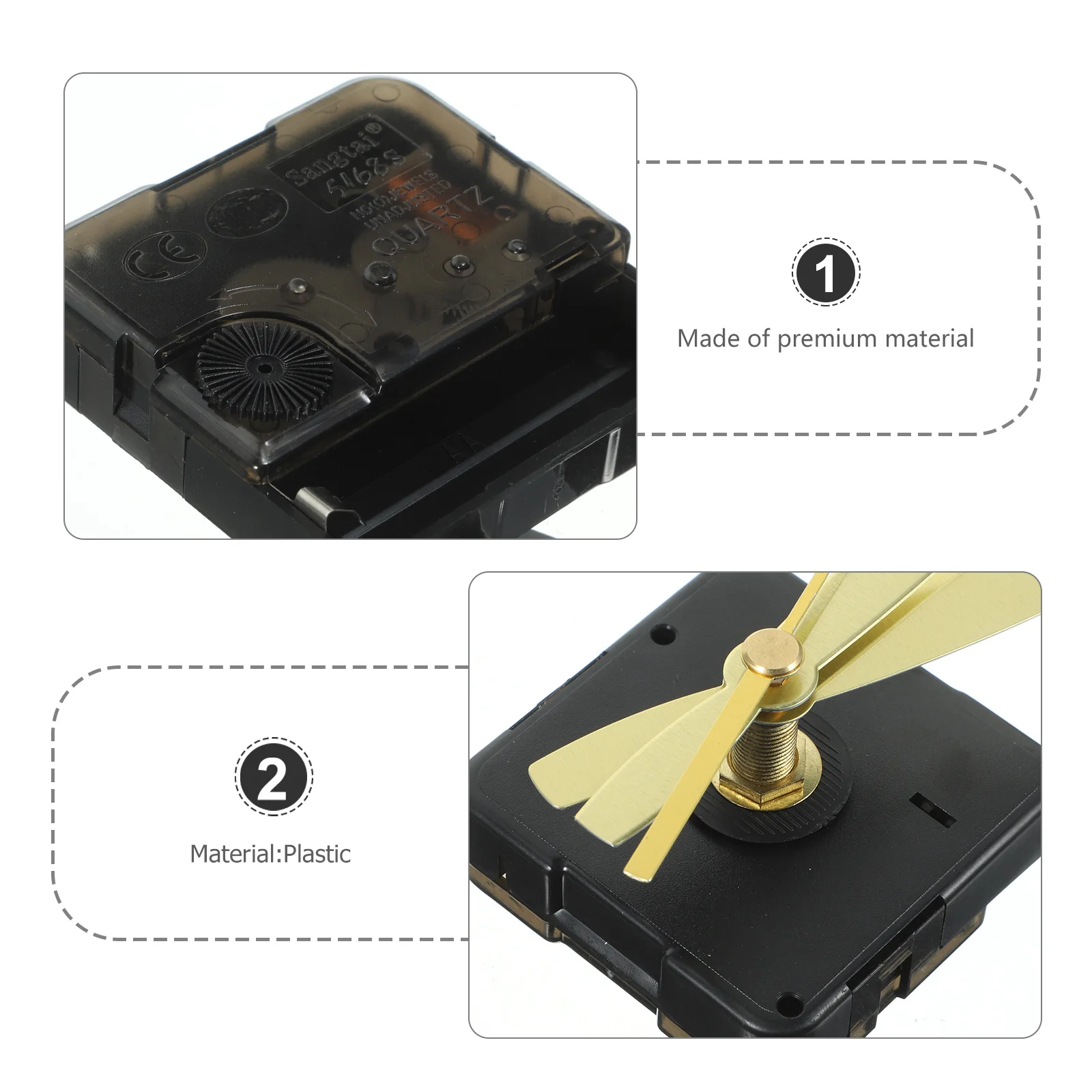 

1Set Clock Mechanism Replacement DIY Silent Operated Movement Long Shaft Wall Clock Kit with Hands for Easy Repair