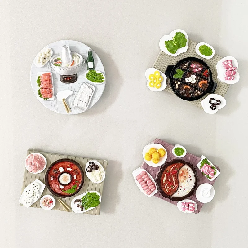 

3D Chinese Western Food Fridge Magnets Creative Hotpot Delicacy Pattern Magnetic Stickers Mini Accessories Magnetic Sticker Gift