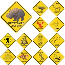 Metal Yellow Caution Warning Road Street Signs Camel Otter bigFoot Crossing Outback Road Street Sign for Gate Farmhouse Decor