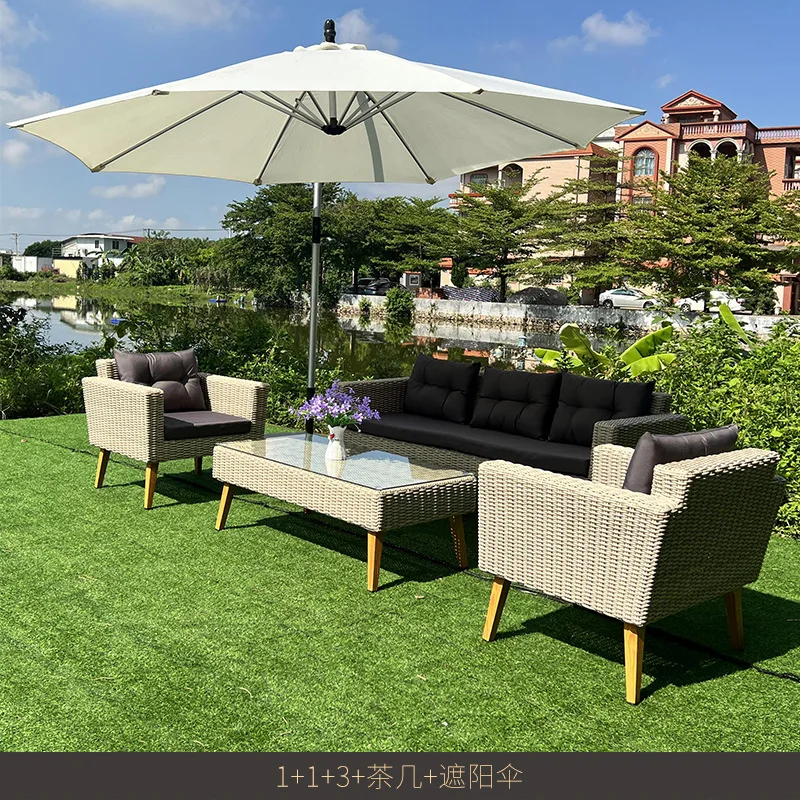 Gartenmöbel hand gefertigte Rattan Sofa Coffee Shop geflochtene wasserdichte und Sonnenschutz stühle