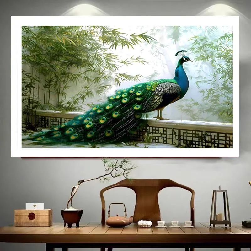 

70x50cm 2025 Needlework Cross stitch,Full Embroidery Kit, Lover Couple Peacock Cross-Stitch Home Wall Decoration Gift for Sale