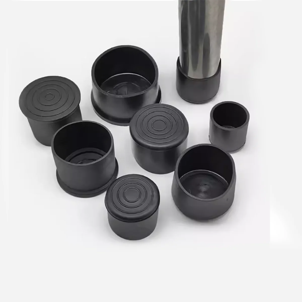 Roud PVC Soft Rubber Sleeves Chair Table Base Plug Floor Protector Mat Tube Caps Cover Black 6mm 8mm 10mm 12mm 14mm 16mm -120mm