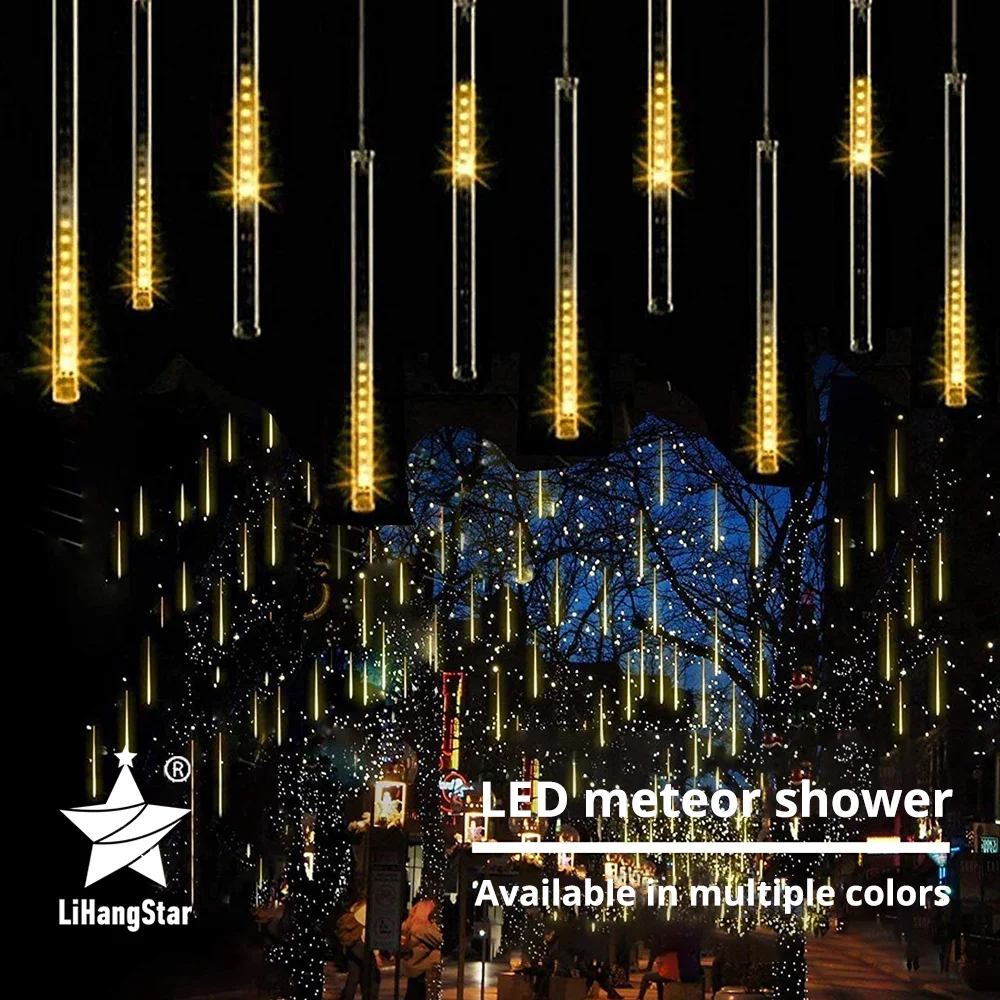 Led chuva de meteoros 30cm/50cm natal led string guirlanda luz de tira do feriado à prova dwaterproof água luz de fadas para a decoração da rua do