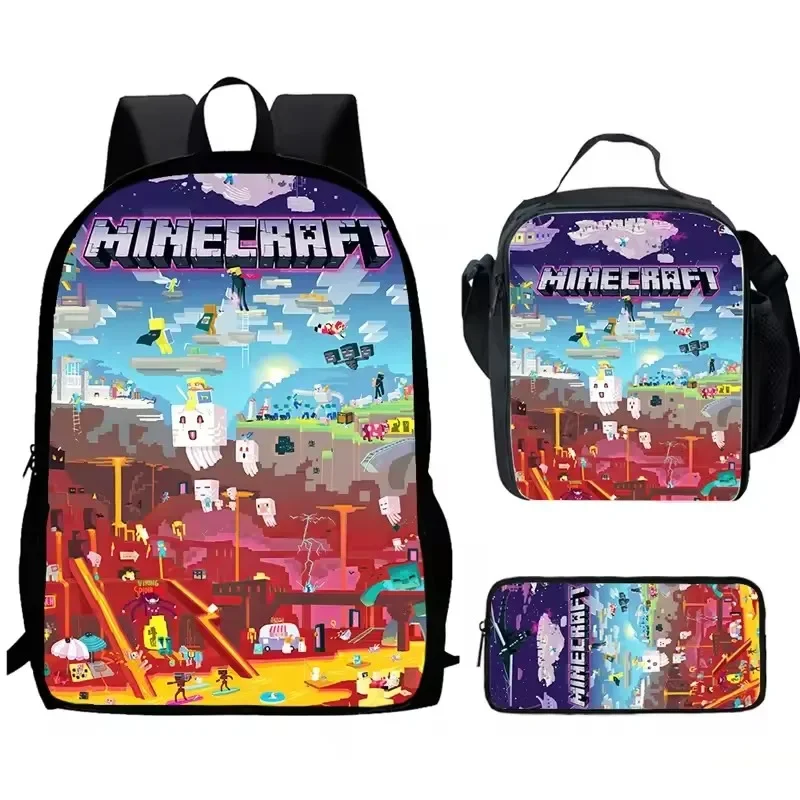 Mini-Craft My Game WR Rucksack Schultasche Lunchtasche Federmäppchen Set Geschenk für Kinder Studenten