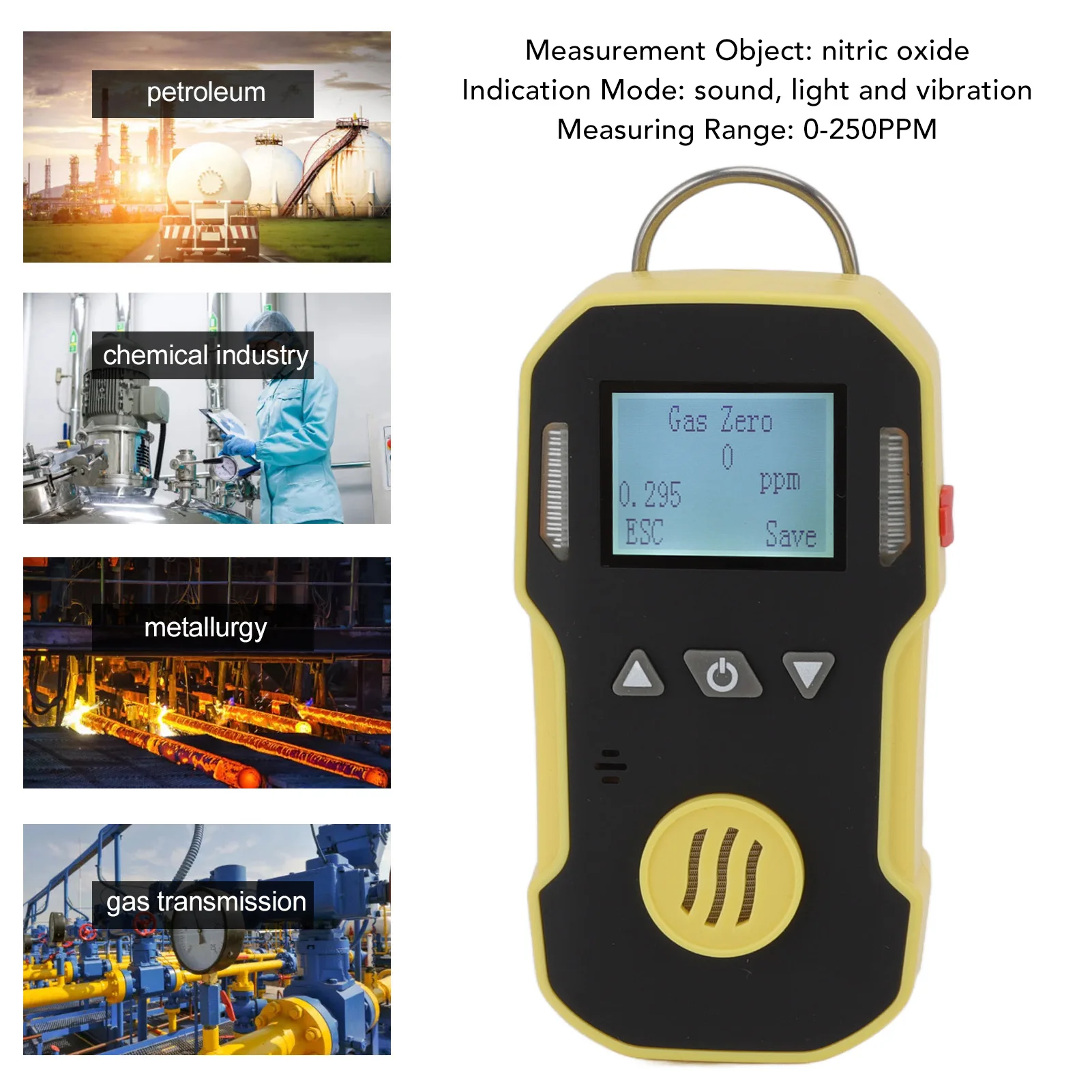 

5 В USB портативный детектор оксида азота, вредный газ, сигнализация без концентрации, 0‐250 ppm, детектор концентрации оксида азота