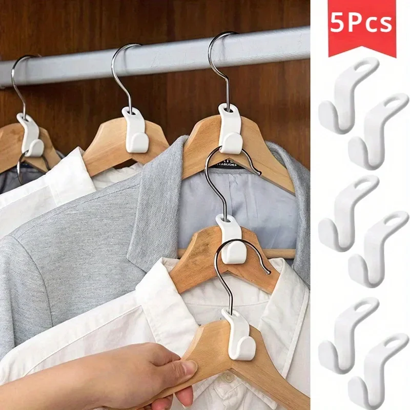 5Pcs/Set Multi-function Wardrobe Space-saving Hanger Hook Coat Plastic Closet Stack Hanger Rack Bedroom Storage Organizer