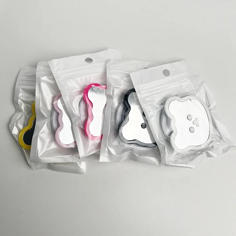 Korea Lucu Beruang Cermin Magnetik Soket Pegangan Tok Ponsel Pemegang untuk Magsafe IPhone Mac Samsung Aman Cincin Jari Memperluas Pop Stand