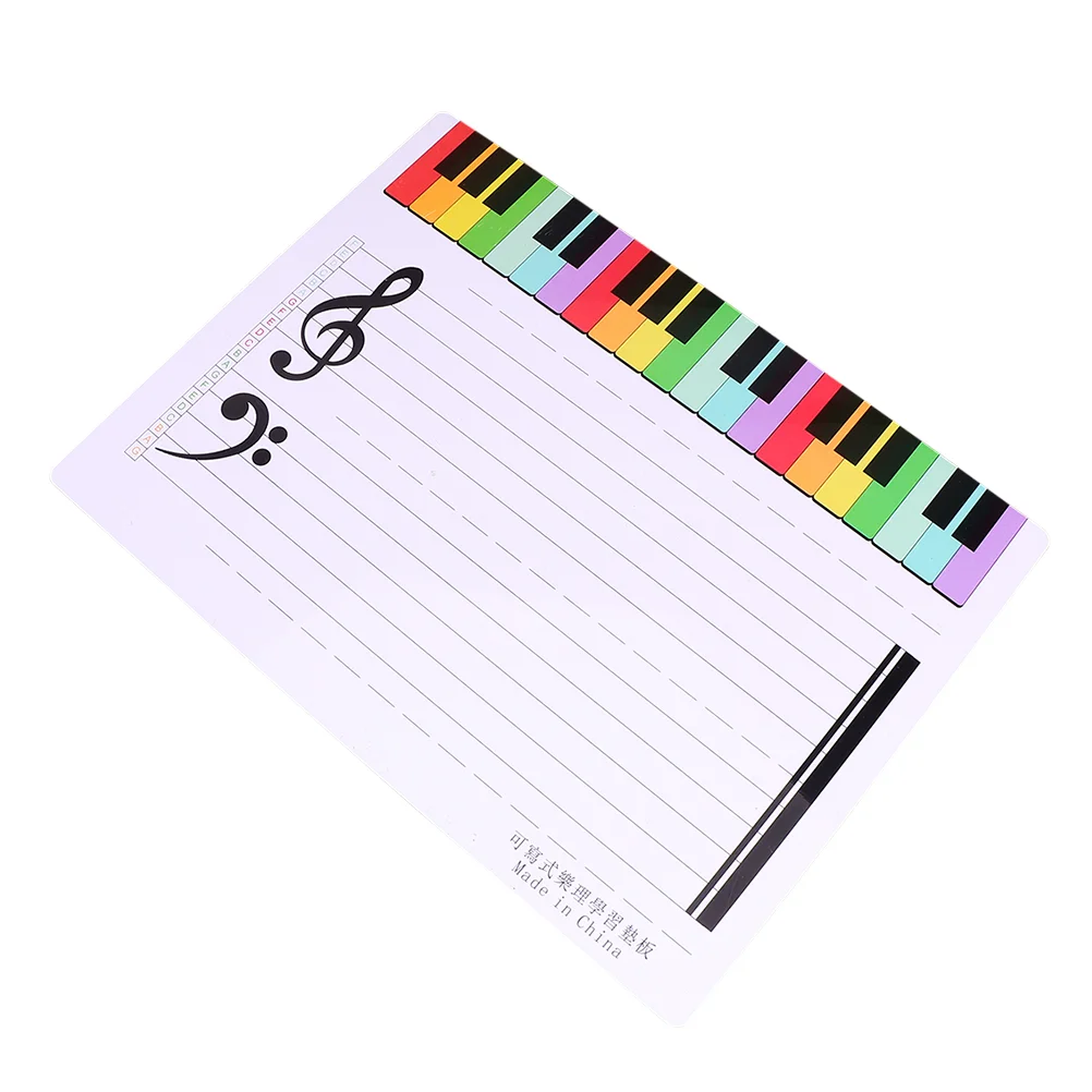 Tablero de ejercicios, pizarra blanca de notación musical, enseñanza borrable, tarjetas de Piano, teclado regrabable de plástico reutilizable