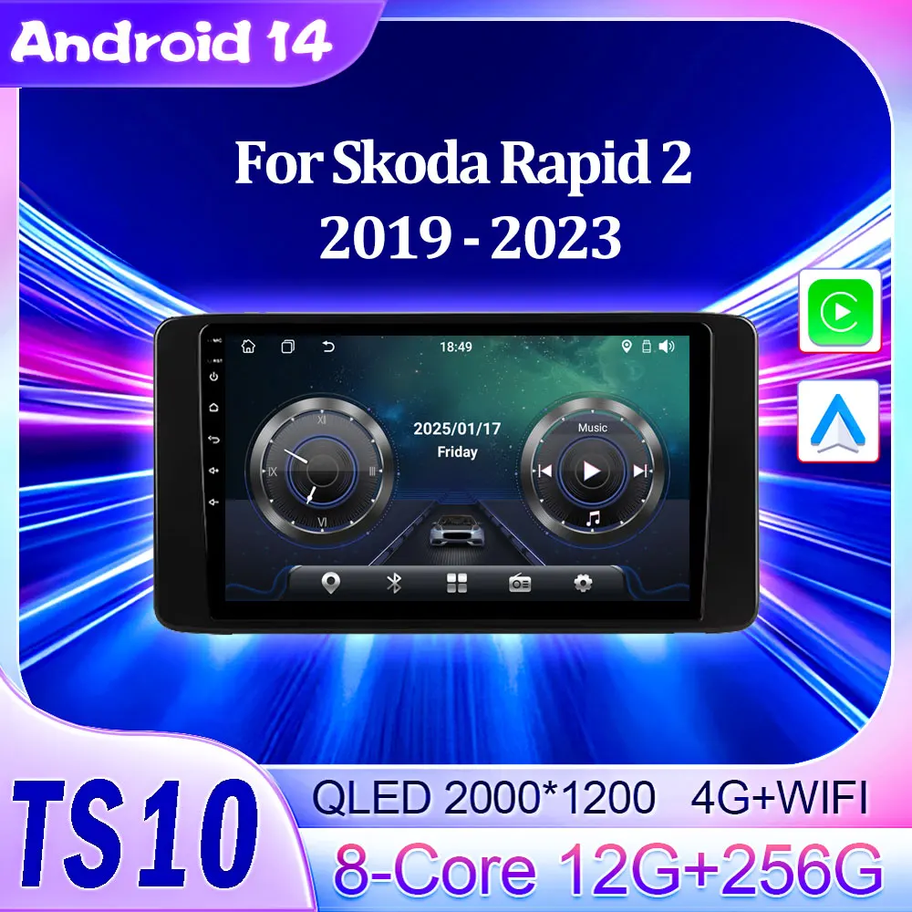 

Android 14 For Skoda Rapid 2 2019 - 2023 Radio Intelligent Car Systems Mirror Link Touch Screen GPS Navigation Bluetooth Wifi