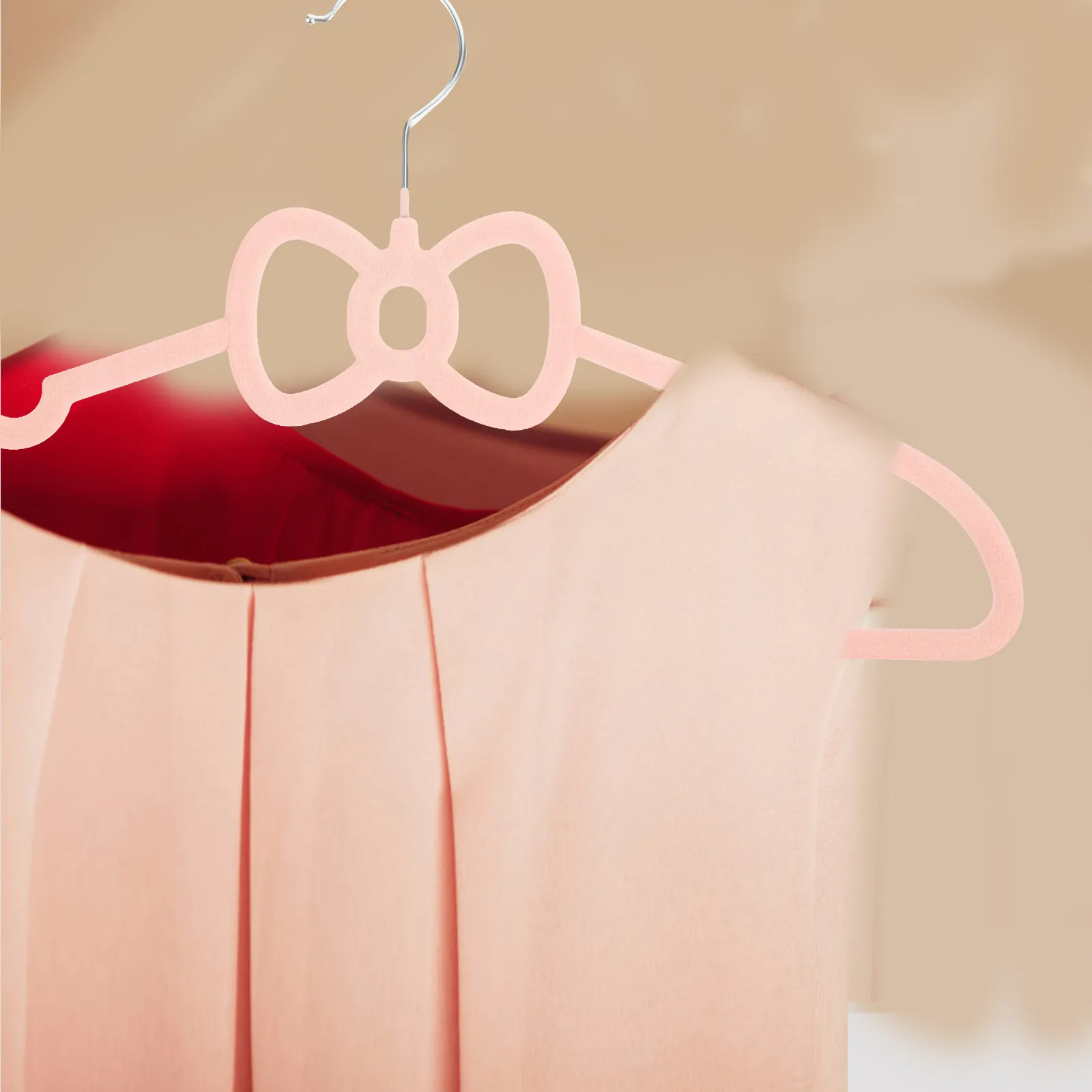 

10 pcs Flocking Hangers Closet Clothes Hangers Strong Sturdy Bow Design Anti Skid Light Weight for Pants Jackets Dress Skirts