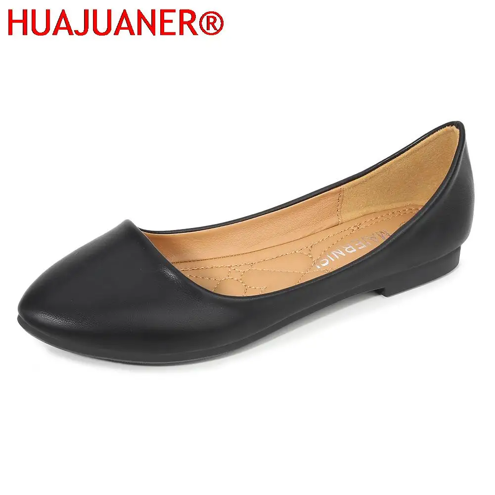 Women Flat Shoes Slip-on Pointed Toe Lady Loafers Plus Size 44 45 46 Shallow Single Low Heel Pregnant Woman Flats Zapatos Mujer