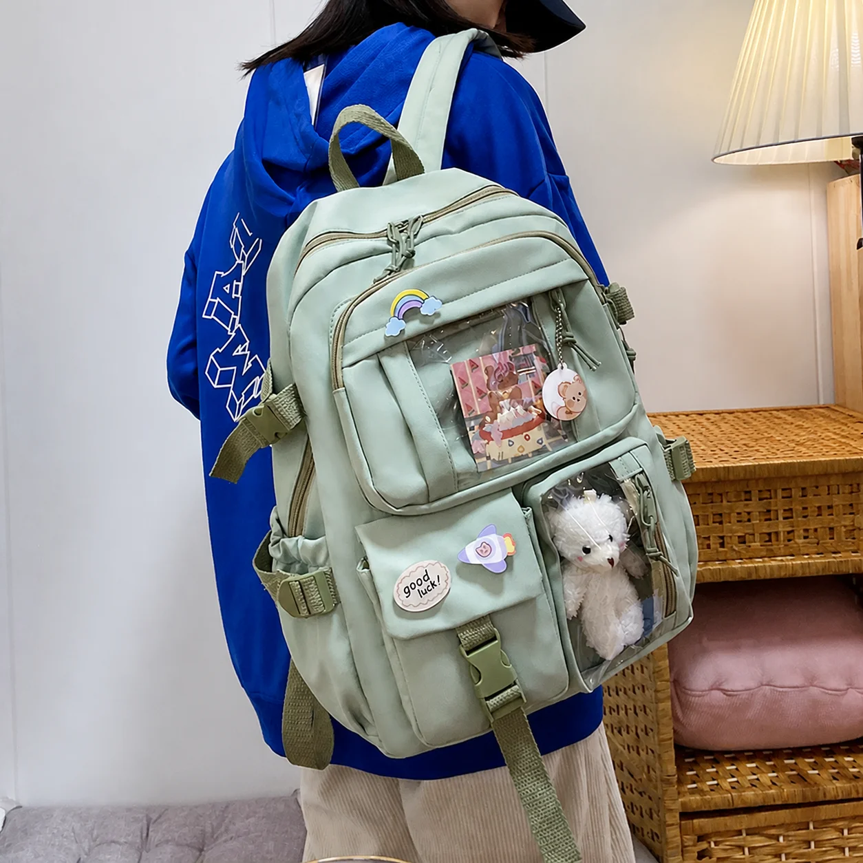 Street Backpack Breathable School Backpack Double Shoulder Backpack Water Resistant For Daily Outings Daily Carry Short Trips